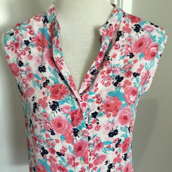 millers Tops - Ladies Top Floral Pink Sleeveless Millers Sz 16 AU Lightweight VGUC
